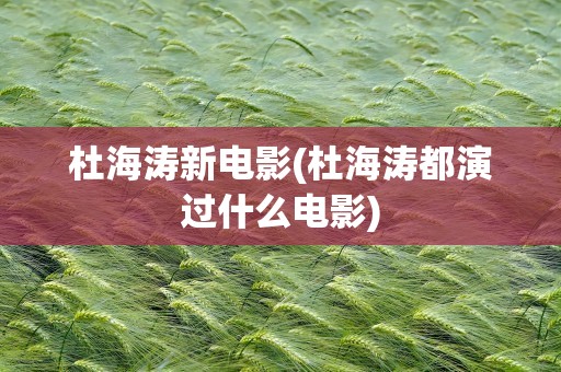 杜海涛新电影(杜海涛都演过什么电影)
