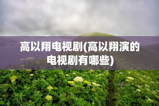 高以翔电视剧(高以翔演的电视剧有哪些)