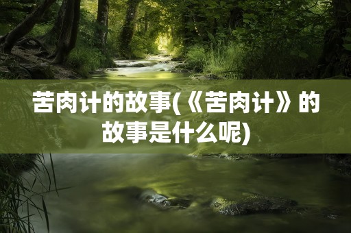 苦肉计的故事(《苦肉计》的故事是什么呢)