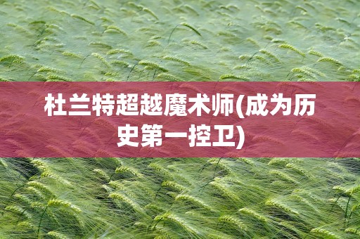 杜兰特超越魔术师(成为历史第一控卫)