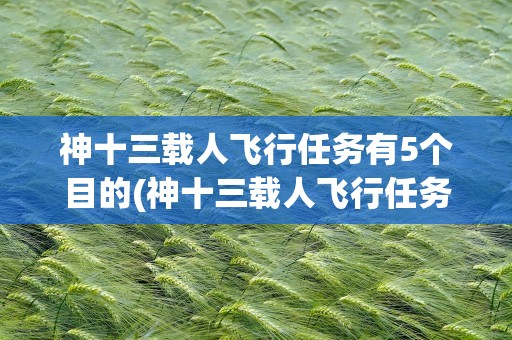 神十三载人飞行任务有5个目的(神十三载人飞行任务的5个目的)