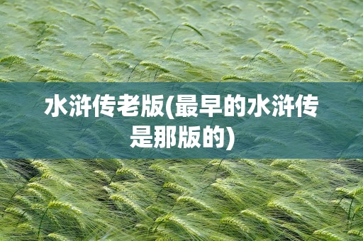 水浒传老版(最早的水浒传是那版的)