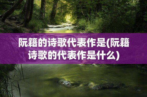 阮籍的诗歌代表作是(阮籍诗歌的代表作是什么)