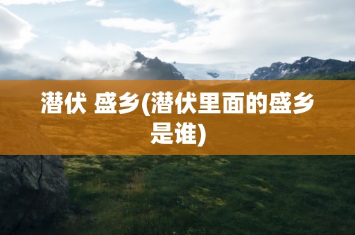 潜伏 盛乡(潜伏里面的盛乡是谁)
