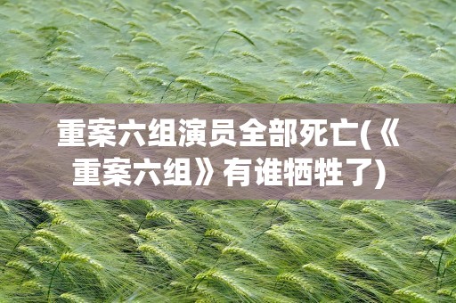 重案六组演员全部死亡(《重案六组》有谁牺牲了)