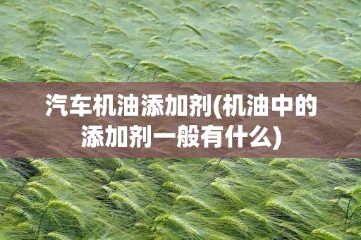 汽车机油添加剂(机油中的添加剂一般有什么)
