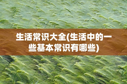 生活常识大全(生活中的一些基本常识有哪些)