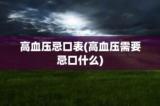高血压忌口表(高血压需要忌口什么)