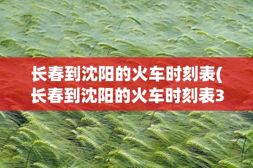 长春到沈阳的火车时刻表(长春到沈阳的火车时刻表3号)