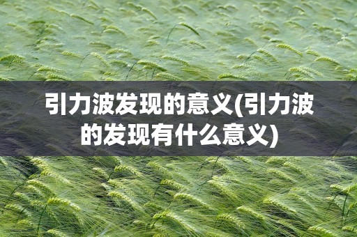 引力波发现的意义(引力波的发现有什么意义)