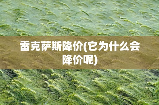 雷克萨斯降价(它为什么会降价呢)