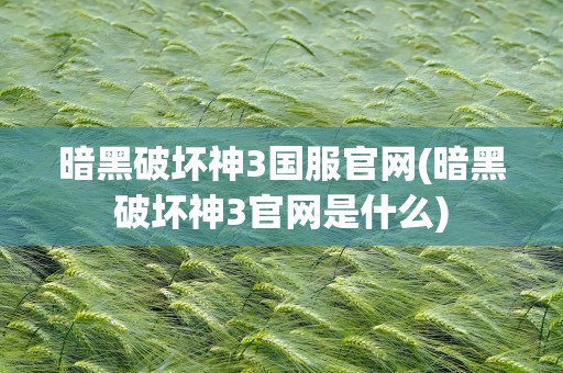 暗黑破坏神3国服官网(暗黑破坏神3官网是什么)