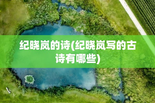 纪晓岚的诗(纪晓岚写的古诗有哪些)