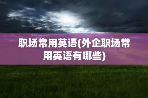 职场常用英语(外企职场常用英语有哪些)