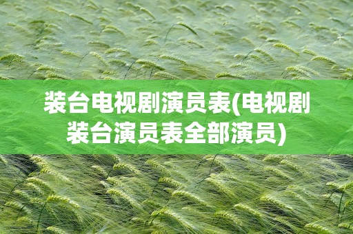装台电视剧演员表(电视剧装台演员表全部演员)