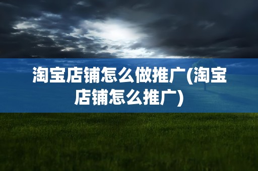 淘宝店铺怎么做推广(淘宝店铺怎么推广)
