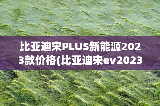 比亚迪宋PLUS新能源2023款价格(比亚迪宋ev2023款什么时候上市)