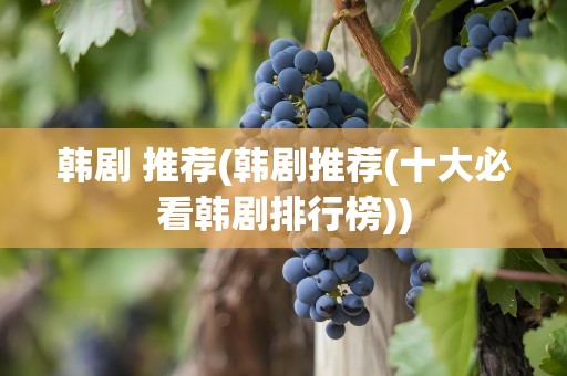 韩剧 推荐(韩剧推荐(十大必看韩剧排行榜))