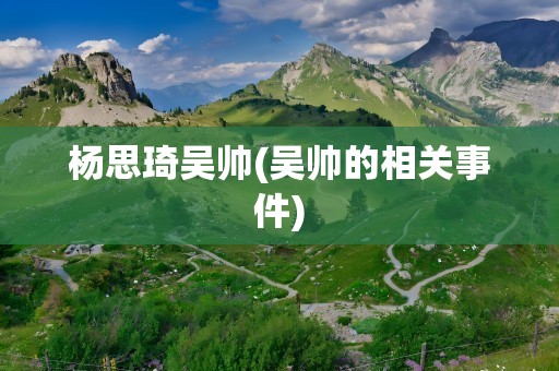 杨思琦吴帅(吴帅的相关事件)
