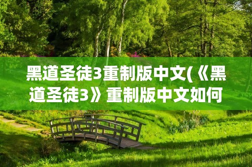 黑道圣徒3重制版中文(《黑道圣徒3》重制版中文如何设置)