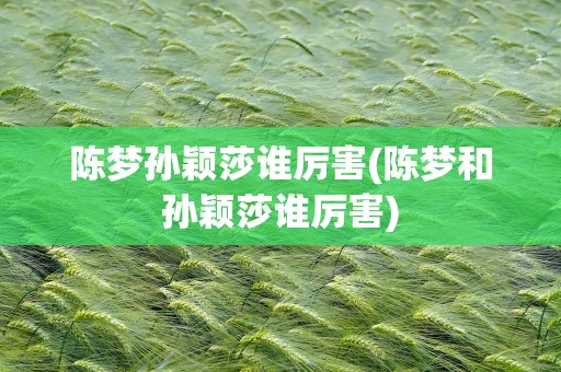 陈梦孙颖莎谁厉害(陈梦和孙颖莎谁厉害)