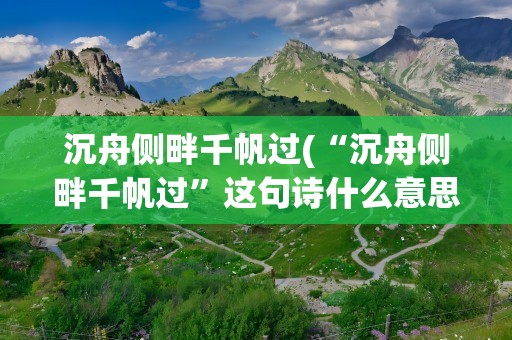 沉舟侧畔千帆过(“沉舟侧畔千帆过”这句诗什么意思)
