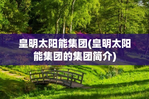 皇明太阳能集团(皇明太阳能集团的集团简介)