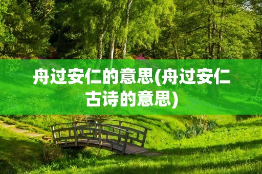 舟过安仁的意思(舟过安仁古诗的意思)