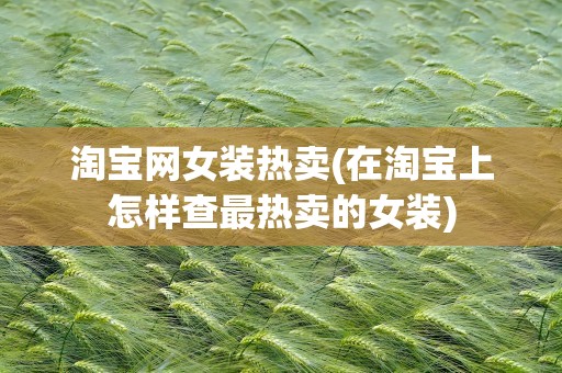 淘宝网女装热卖(在淘宝上怎样查最热卖的女装)