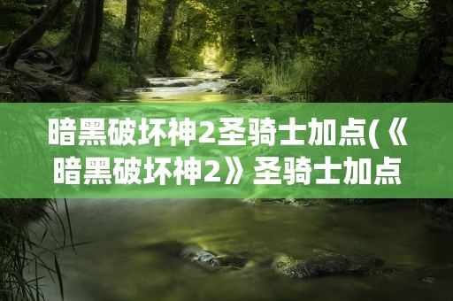 暗黑破坏神2圣骑士加点(《暗黑破坏神2》圣骑士加点和技能是什么)