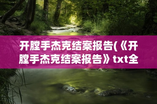 开膛手杰克结案报告(《开膛手杰克结案报告》txt全集下载)