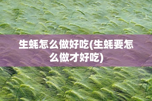生蚝怎么做好吃(生蚝要怎么做才好吃)