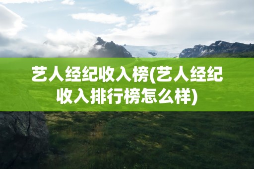 艺人经纪收入榜(艺人经纪收入排行榜怎么样)