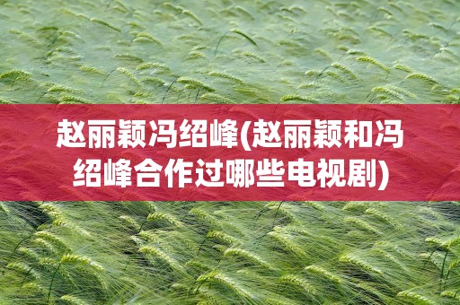 赵丽颖冯绍峰(赵丽颖和冯绍峰合作过哪些电视剧)