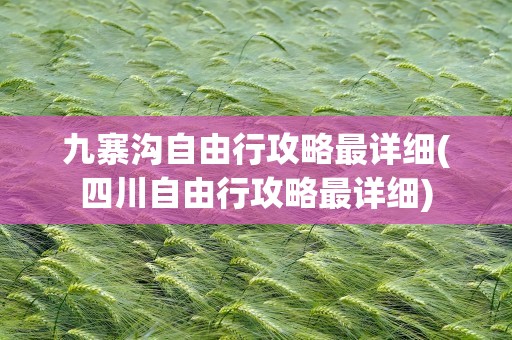 九寨沟自由行攻略最详细(四川自由行攻略最详细)