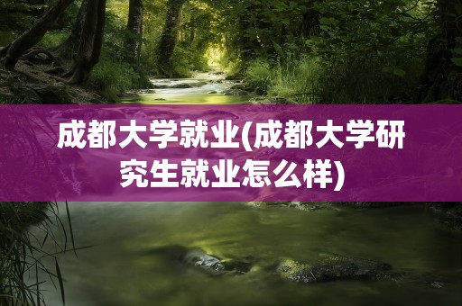 成都大学就业(成都大学研究生就业怎么样)