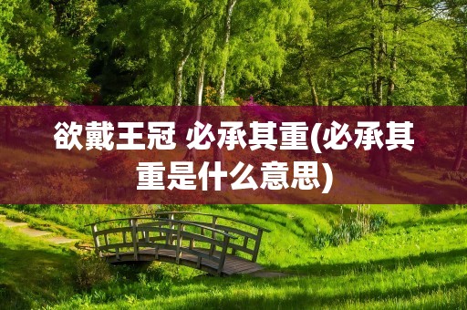 欲戴王冠 必承其重(必承其重是什么意思)