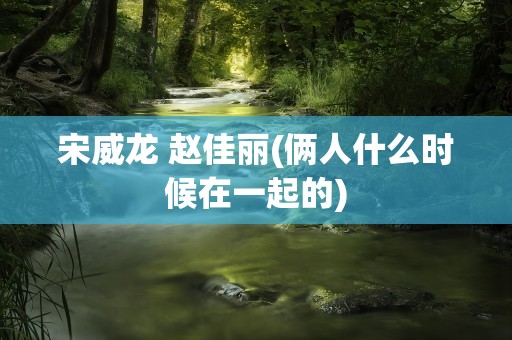 宋威龙 赵佳丽(俩人什么时候在一起的)