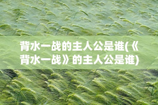 背水一战的主人公是谁(《背水一战》的主人公是谁)