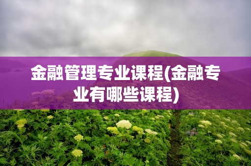 金融管理专业课程(金融专业有哪些课程)