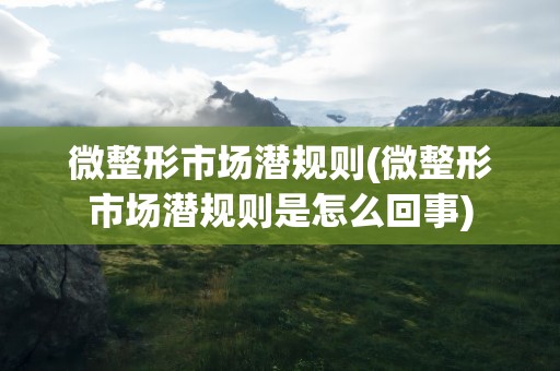 微整形市场潜规则(微整形市场潜规则是怎么回事)