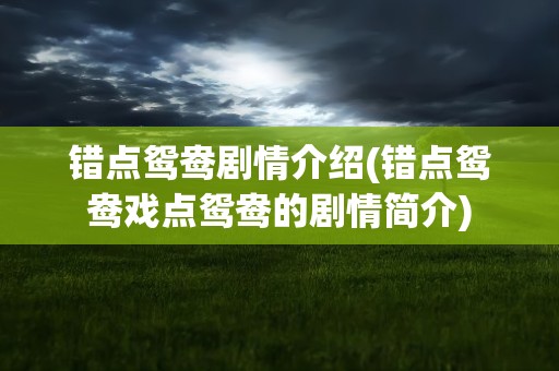错点鸳鸯剧情介绍(错点鸳鸯戏点鸳鸯的剧情简介)
