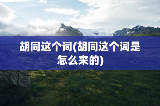 胡同这个词(胡同这个词是怎么来的)