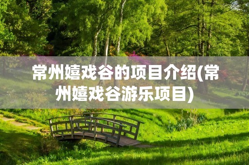 常州嬉戏谷的项目介绍(常州嬉戏谷游乐项目)
