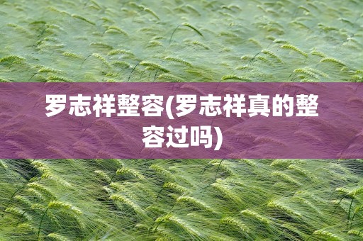 罗志祥整容(罗志祥真的整容过吗)