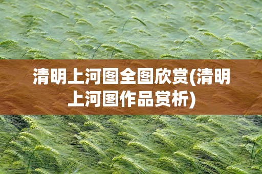 清明上河图全图欣赏(清明上河图作品赏析)
