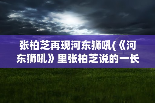张柏芝再现河东狮吼(《河东狮吼》里张柏芝说的一长串经典台词是什么)