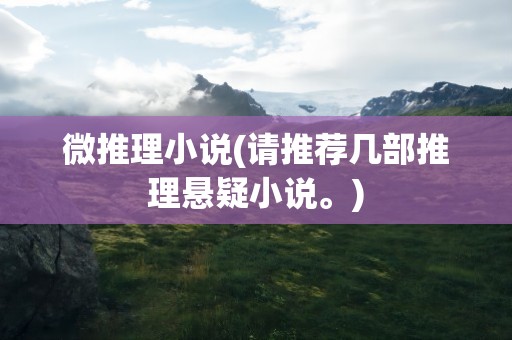 微推理小说(请推荐几部推理悬疑小说。)