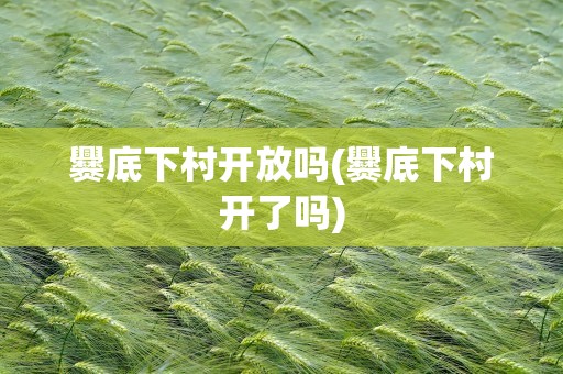 爨底下村开放吗(爨底下村开了吗)