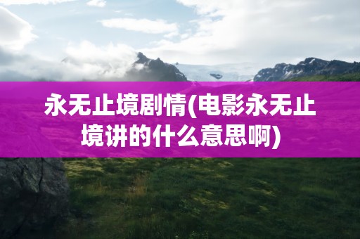 永无止境剧情(电影永无止境讲的什么意思啊)